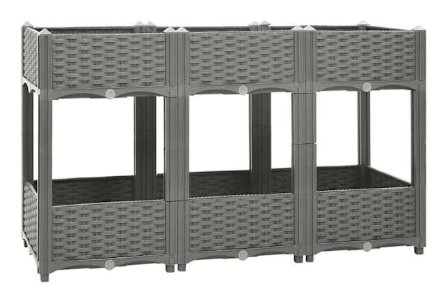 Höjd säng - Exklusivt hus - 120x40x71 cm - Polypropen - Ljusgrå rottingutseende ljusgrått