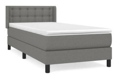 Maison Exclusive - Sängbotten med lameller och mörkgrå madrass 90x190 cm Tyg
