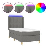 Maison Exclusive - Sängbotten med lameller madrass LED Mörkgrå 80x200cm Tyg
