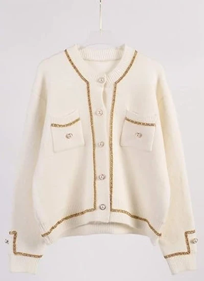 (Färg: Beige) Casual tröja kofta formell knapp st kad kappa ele[CO]
