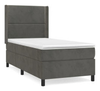 Maison Exclusive - Sängbotten med ribbor och mörkgrå madrass 90x190 cm Sammet