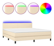 Maison Exclusive - Säng med lameller och LED-madrass Crème 160x200 cm Tyg