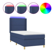 Maison Exclusive - Sängbotten med lameller, madrass och blå LED 90x190 cm Tyg