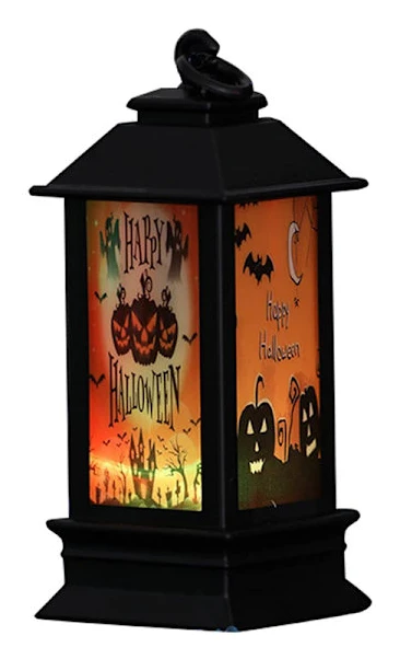 Halloween-tema LED-ljusljus Retro fyrhörnig lykta hängande prydnad för hemträdgårdsdekoration