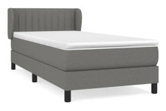 Maison Exclusive - Sängbotten med ribbor och mörkgrå madrass 100x200cm Tyg