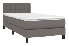 Maison Exclusive - Sängbotten med lameller och grå madrass 90x190 cm konstläder
