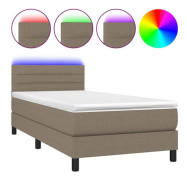 Maison Exclusive - Sängbotten med lameller och madrass LED Taupe 80x200 cm Tyg