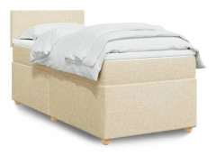Maison Exclusive - Sängbotten med ribbor och madrass Kräm 100x200 cm Tyg