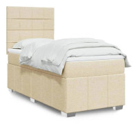 Maison Exclusive - Sängbotten med lameller och madrass Crème 80x200 cm Tyg