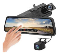 10'' Spegel Dash Cam Mörkerseende 1080P Full Touch Screen Fram- och Bakre Backkamera för Bilar Loop-inspelning Streaming Media 170° Bred Vinkel