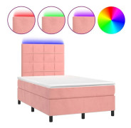 Maison Exclusive - Säng med ribbotten och LED-madrass Rosa 120x200cm Sammet