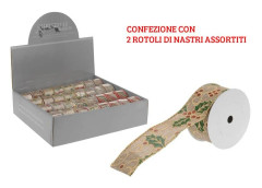 2 NASTRI DECORATIVI NATALIZI I JUTA 4X270 CM ASSORTERADE NATALE GÅVOR TILLBEHÖR