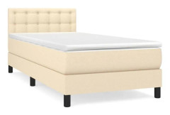 Maison Exclusive - Sängbotten med ribbor och madrass Kräm 100x200 cm Tyg