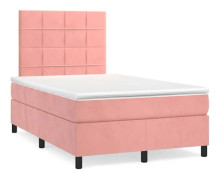 Maison Exclusive - Sängbotten med ribbor och rosa madrass 120x190 cm sammet