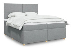 Maison Exclusive - Sängbotten med lameller och ljusgrå madrass 200x200cm Tyg