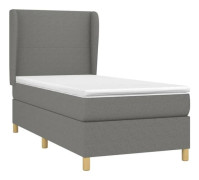 Maison Exclusive - Sängram med lameller och mörkgrå madrass 90x200 cm Tyg
