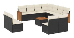 vidaXL Loungegrupp med dynor 12 delar svart konstrotting