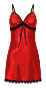 Women's V-neck Sexy Lace Nightgown Pajamas Homewear Red L