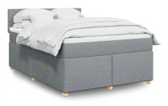 Maison Exclusive - Sängram med ribbottnar och lättgrå madrass 140x190cm Tyg