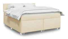 Maison Exclusive - Sängbotten med lameller och madrass Creme 180x200 cm Tyg