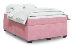 Sängram med madrass - Exklusivt hem - 140x190 cm - Rosa sammet - Avtagbar övermadrass