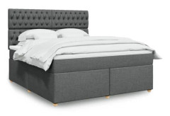 Maison Exclusive - Sängbotten med ribbor och mörkgrå madrass 180x200cm Tyg