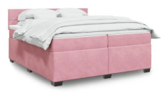 Maison Exclusive - Sängbotten med ribbor och madrass Rosa 200x200 cm Sammet