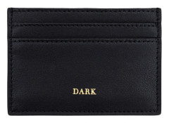 DARK Leather Card Holder Nappa Black With Gold