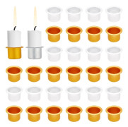 40 st Ljushållarinsatser i Aluminium – Droppskydd för Ljus – Guld & Silver – För Hantverk, Advent, Bröllop & Jul – 2,7×1,9 cm – Passar 22 mm Ljus