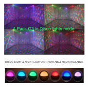 2-pack Uppladdningsbar Mini Discolampa Nattlampa 2-i-1, Automatisk/Ljudaktiverad Discokula Party Lampa Jul Pub Dekoration Födelsedagspresent