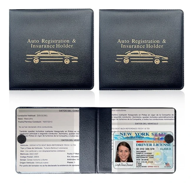 Bilregistrerings- och försäkringshållare, 2-pack Viktig bilkorthållare Dokumenthandskfack Organizer