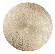 Runda Bordstabletter Guld Set om 4 Vinyl Bordstabletter 38 cm, Ihåliga Tvättbara Lätta att Rengöra Torkbara Halkfria Fläckbeständiga Värmebeständiga