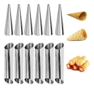 Set med 12 non-stick cannoli-formar i rostfritt stål - För gräddstrutar - Konditoriverktyg