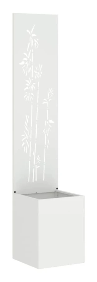 Trädgårds integritetsskärm Vit 32 x 140 cm Kallvalsat stål