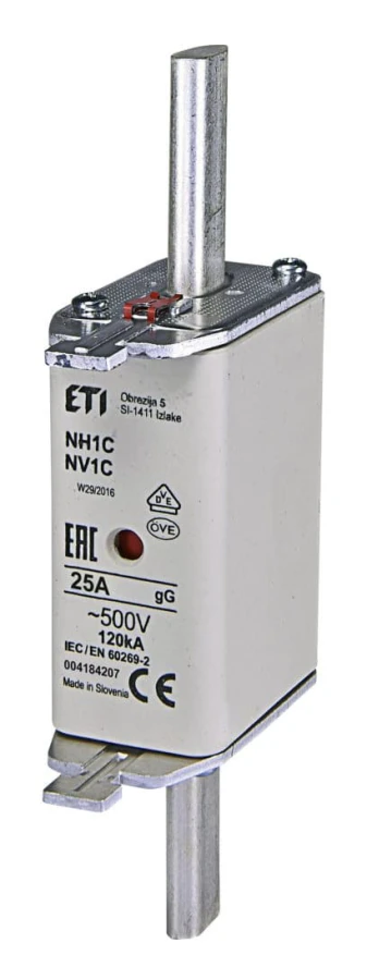 Eti-Polam säkringsinsats KOMBI NH1C 25A gG/gL 500V WT-1C (004184207)