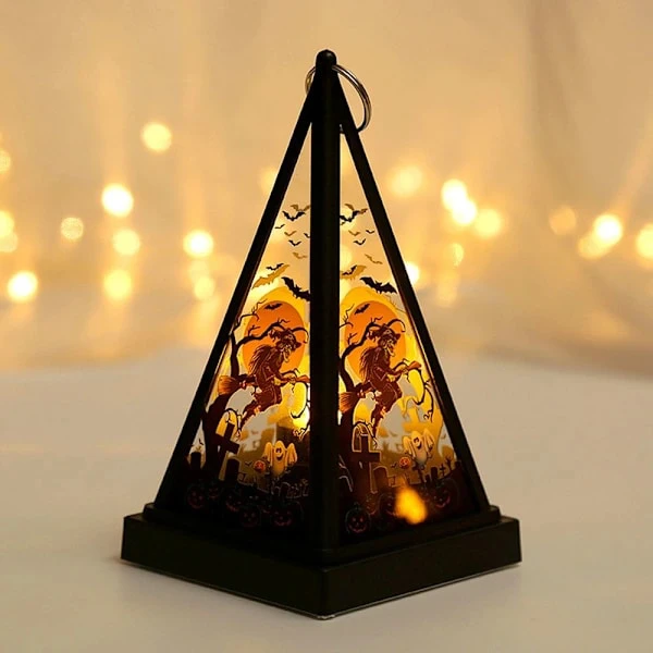 Pumpkin-formad ljuslykta med LED-lampa för Halloween, hängande