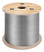 Trådstål, 304 rostfritt stål, 150 m längd, 3/16" diameter, 3700 lbs brottstyrka, 840 lbs arbetsbelastningsgräns