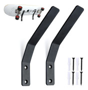 Väggmonterat skateboardställ, väggfästen för skateboard i metall, förvaringsställ för skateboard, longboards, snowboard, väggmonterad skidhållare (2-pack, svart)