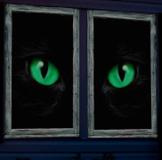 Skräckfönsterdekorationer - Halloween-gardiner för ytterdörrar och utomhusträdgårdar