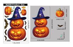 Halloween Pumpa Fönsterdekaler Tecknad Godis Jack-o'-lantern Statisk Dekal Svart Katt Spökfestival (2-pack)