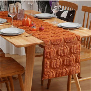 Höstbordslöpare - Fuskpäls, Pumpamönster, Thanksgiving Dekorationer (Karamell)