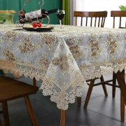 2025 Bordsduk Rektangulär Lyx Broderad Spets Kaffebordsduk för Matbord Bröllopsdekoration