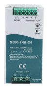 SDR-240-24 Switchande nätaggregat med PFC-funktion, 150% lastkapacitet, DIN-skena