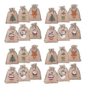 24 st Jul Adventskalender Jute Presentpåsar Set - DIY Juldekorationer för Nedräkning till Jul