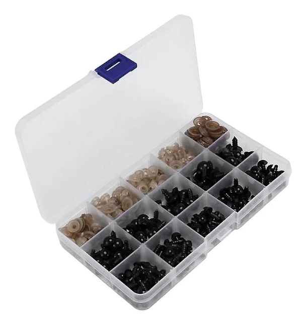 Säkerhetsögon med brickor, 150 st små dockögon pyssel leksaksögon teddybjörnsögon 6mm/8mm/9mm/10mm/12mm