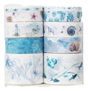 10 Rullar Washi Tejp Havstema Tejp för Scrapbooking DIY Konst Hantverk Bullet Journals Presentinslagning