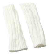 Unisex Vinter Tjocka Varma Stickade Stretch Fingerlösa Halvfinger Platta Långa Handskar White