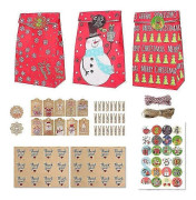 24-delars set med julkalenderpåsar, DIY 24-dagars nedräkningsjulkalenderpåsar, godispåsar, julkakspåsar.