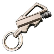 Matchstick Fire Starter Keychain Bottle Opener, Permanent Metal Match Kerosene Refillable Flint Lighter for Hiking Camping Silver