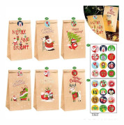 24 Julpåsar i papper, Julklappspåsar, DIY Julkalendrar med Stickers